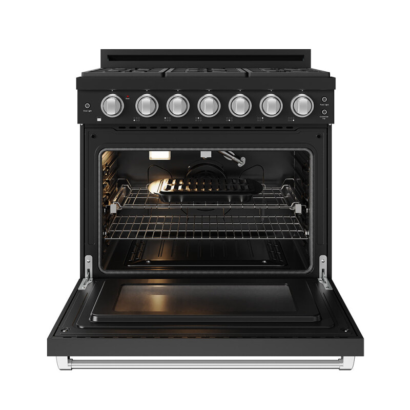 36 Inch Professional Gas Range With Precision Knob In Black And Stainless Steel Gordon Ramsay Series RSG36PBSS