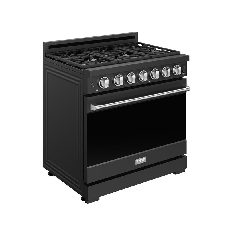 36 Inch Professional Gas Range With Precision Knob In Black And Stainless Steel Gordon Ramsay Series RSG36PBSS