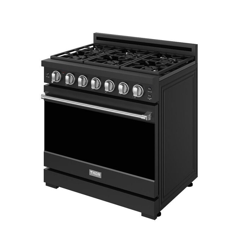 36 Inch Professional Gas Range With Precision Knob In Black And Stainless Steel Gordon Ramsay Series RSG36PBSS
