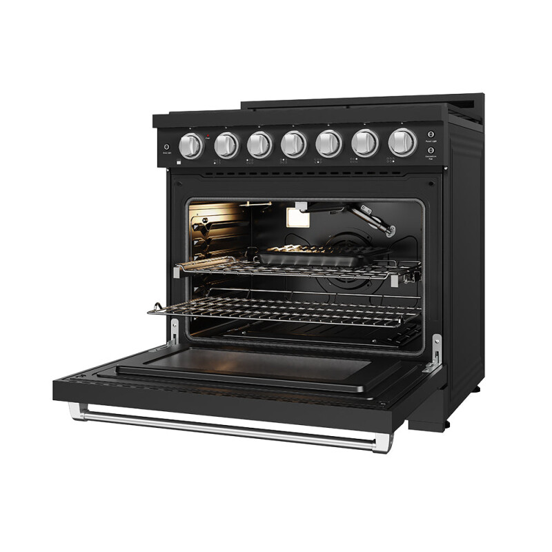 36 Inch Professional Gas Range With Precision Knob In Black And Stainless Steel Gordon Ramsay Series RSG36PBSS