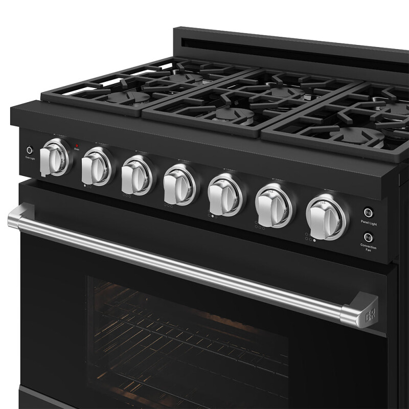 36 Inch Professional Gas Range With Precision Knob In Black And Stainless Steel Gordon Ramsay Series RSG36PBSS