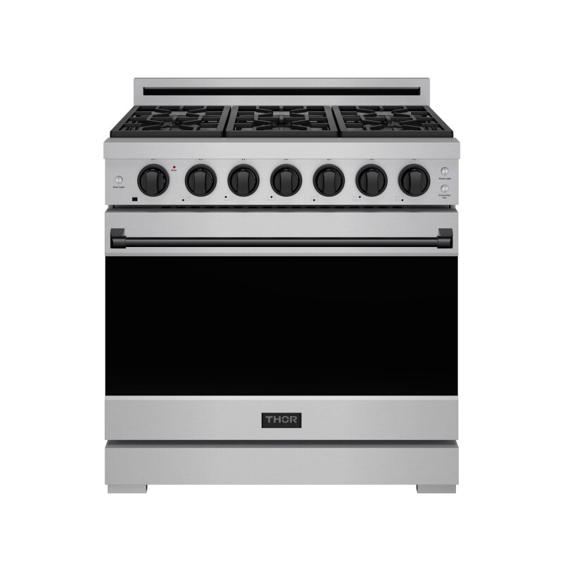 36 Inch Professional Liquid Propane Range With Precision Knob In Stainless Steel And Black Gordon Ramsay Series RSG36PLPBLK