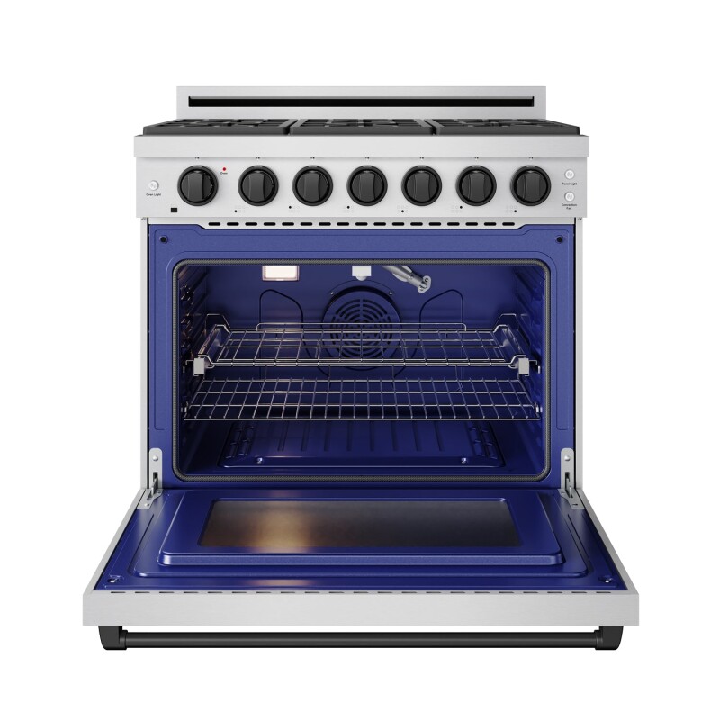 36 Inch Professional Liquid Propane Range With Precision Knob In Stainless Steel And Black Gordon Ramsay Series RSG36PLPBLK