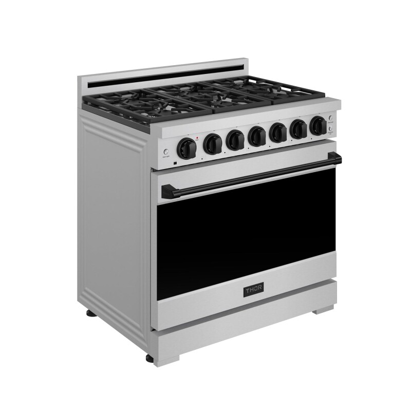 36 Inch Professional Liquid Propane Range With Precision Knob In Stainless Steel And Black Gordon Ramsay Series RSG36PLPBLK
