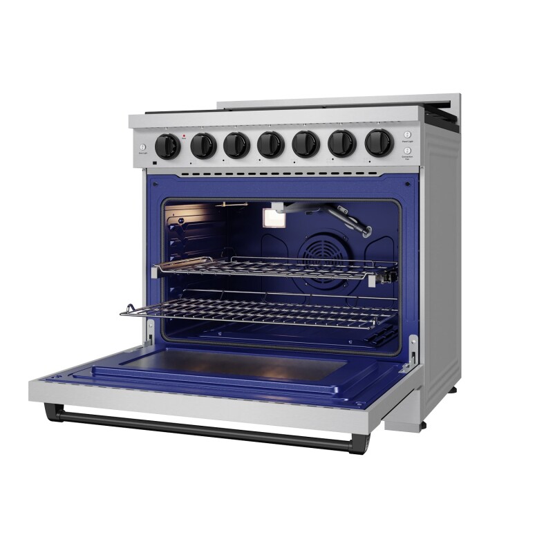36 Inch Professional Liquid Propane Range With Precision Knob In Stainless Steel And Black Gordon Ramsay Series RSG36PLPBLK