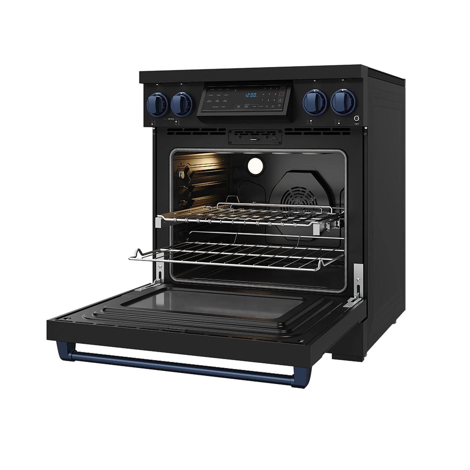 30 Inch Professional Induction Range With Tilt Panel Touch Control In Black And Blue Gordon Ramsay Series RSI30BBLU