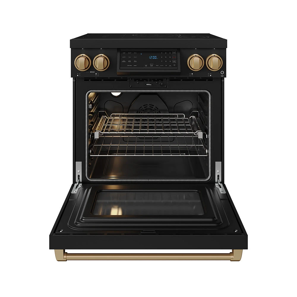 30 Inch Professional Induction Range With Tilt Panel Touch Control In Black And Bronze Gordon Ramsay Series RSI30BBRZ
