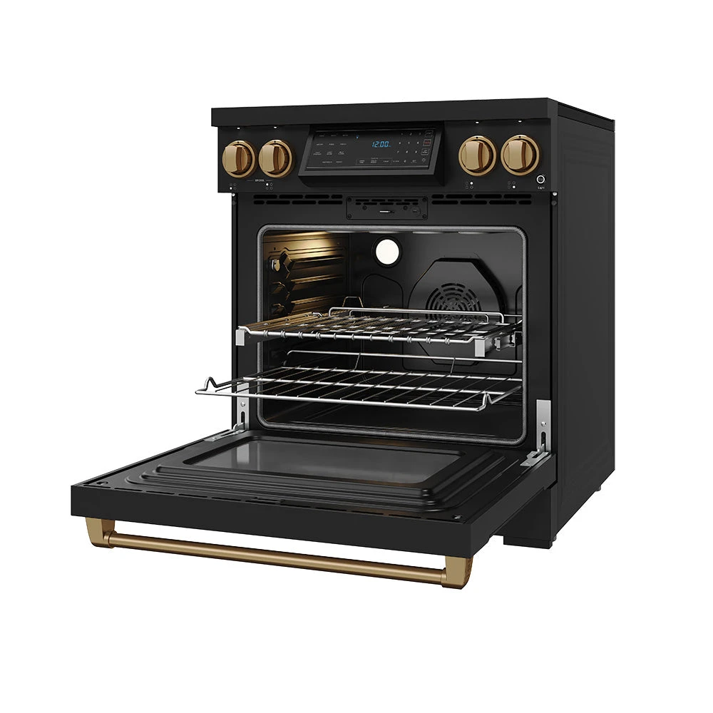 30 Inch Professional Induction Range With Tilt Panel Touch Control In Black And Bronze Gordon Ramsay Series RSI30BBRZ