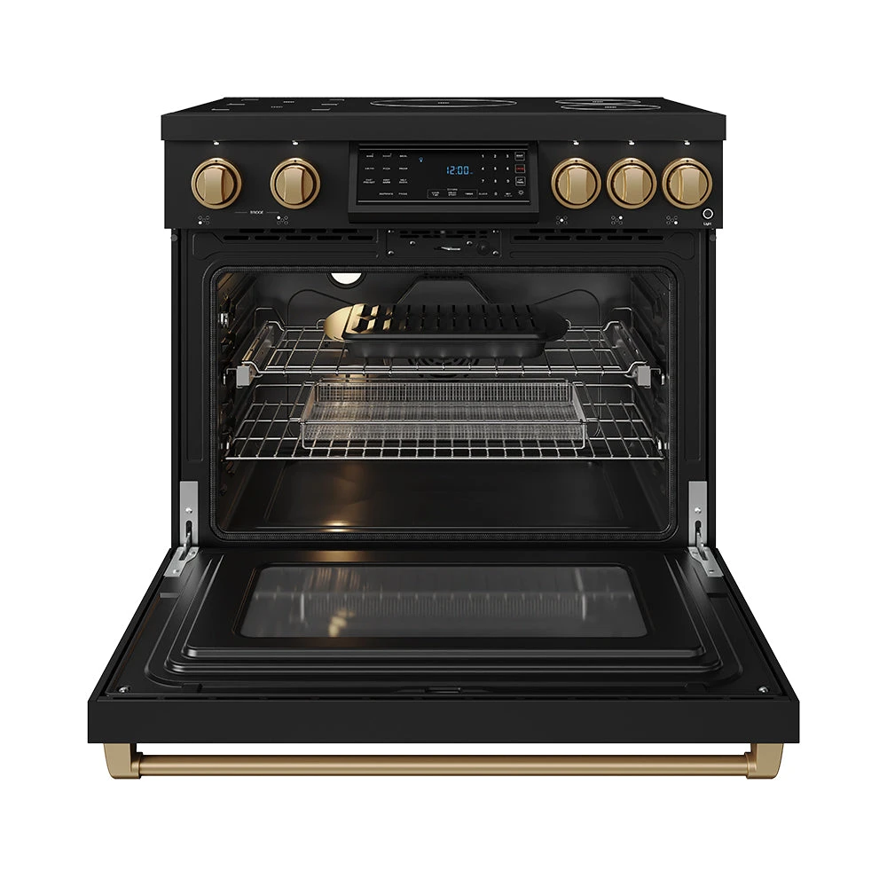 36 Inch Professional Induction Range With Tilt Panel Touch Control In Black And Bronze Gordon Ramsay Series RSI36BBRZ