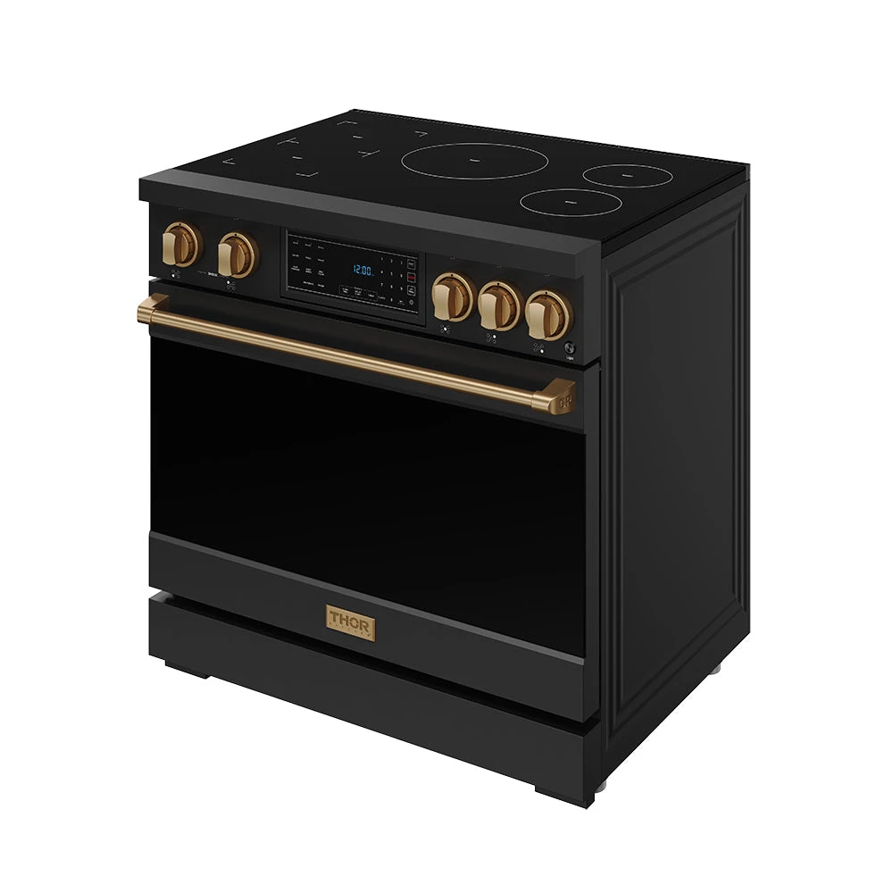36 Inch Professional Induction Range With Tilt Panel Touch Control In Black And Bronze Gordon Ramsay Series RSI36BBRZ