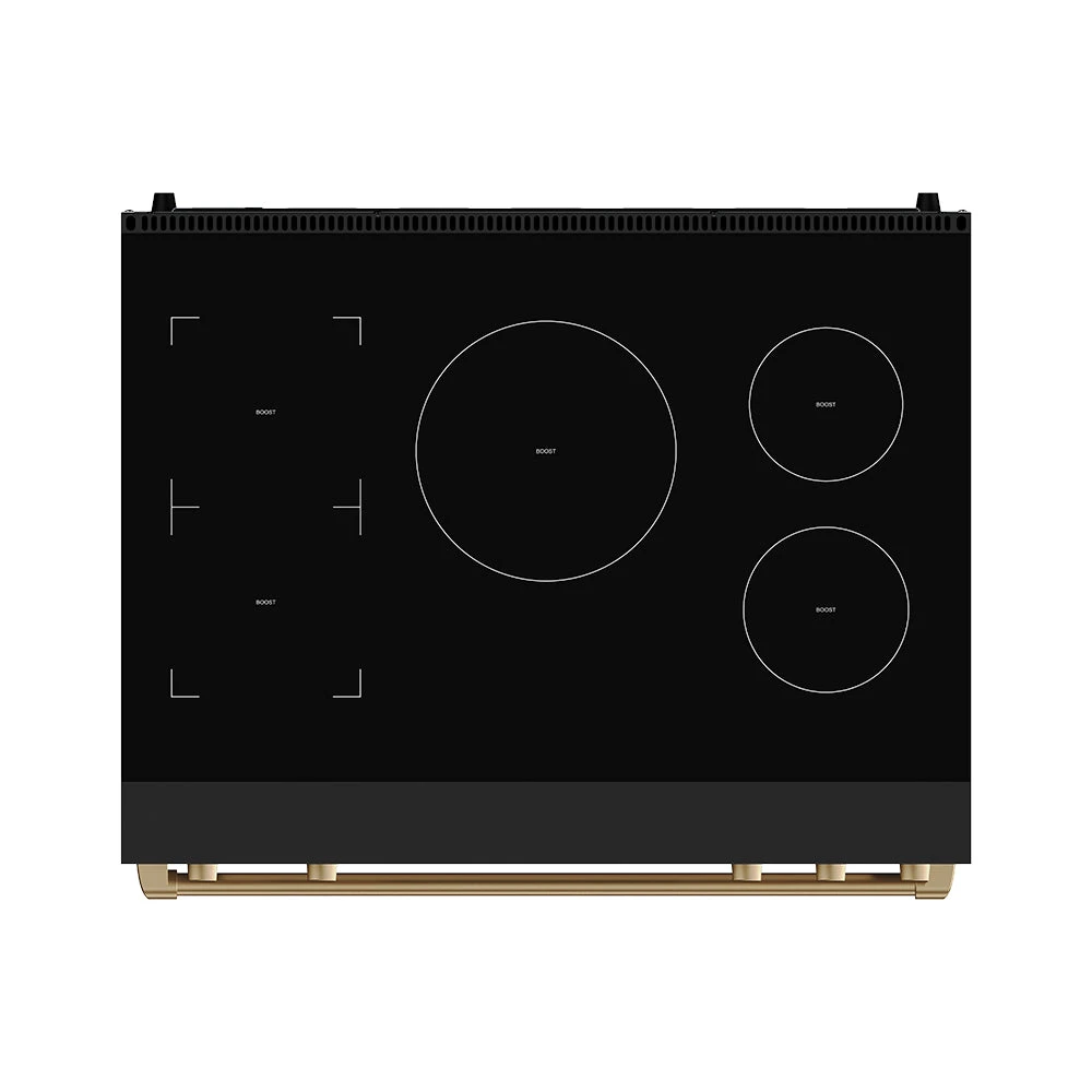 36 Inch Professional Induction Range With Tilt Panel Touch Control In Black And Bronze Gordon Ramsay Series RSI36BBRZ