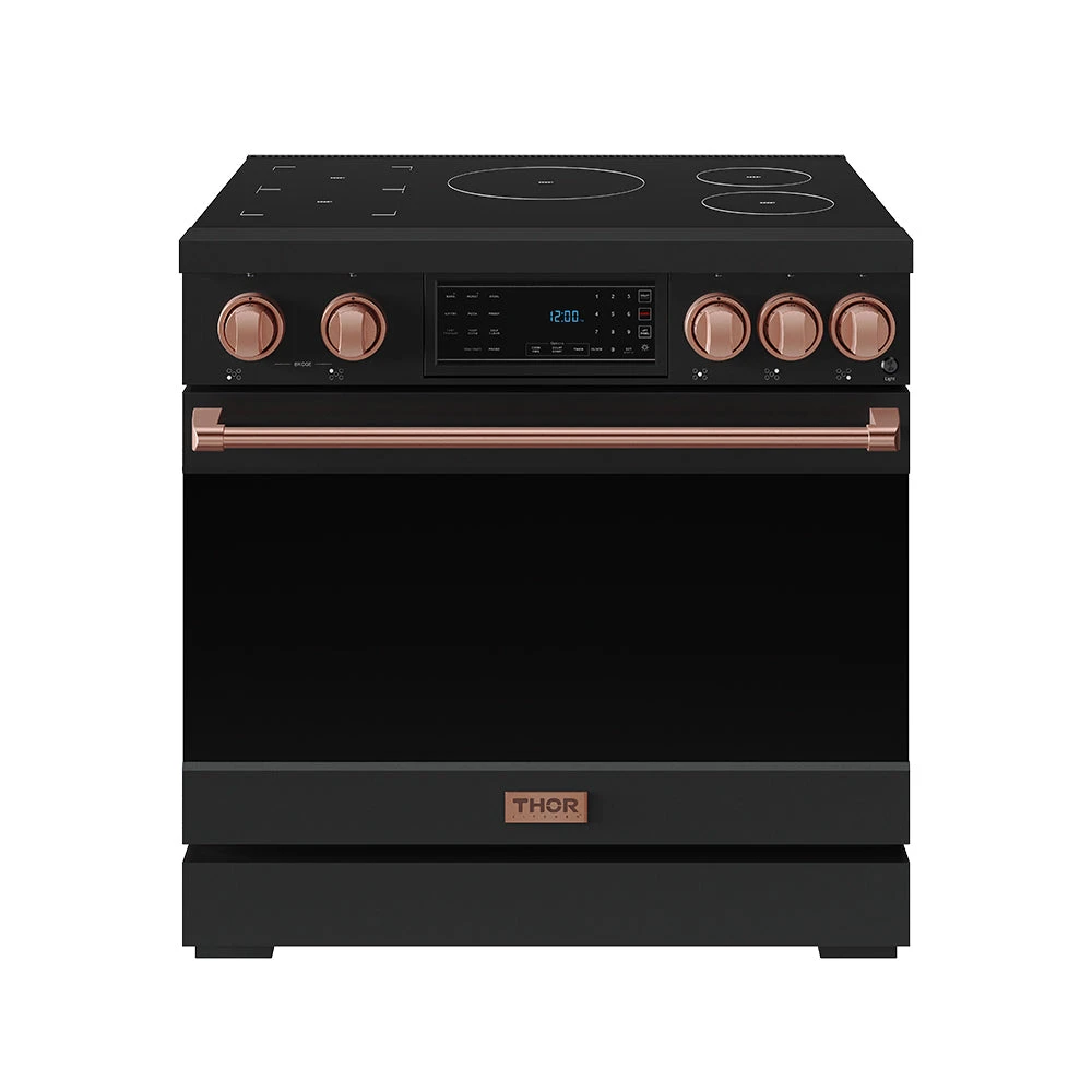 36 Inch Professional Induction Range With Tilt Panel Touch Control In Black And Rose Gold Gordon Ramsay Series RSI36BRSG