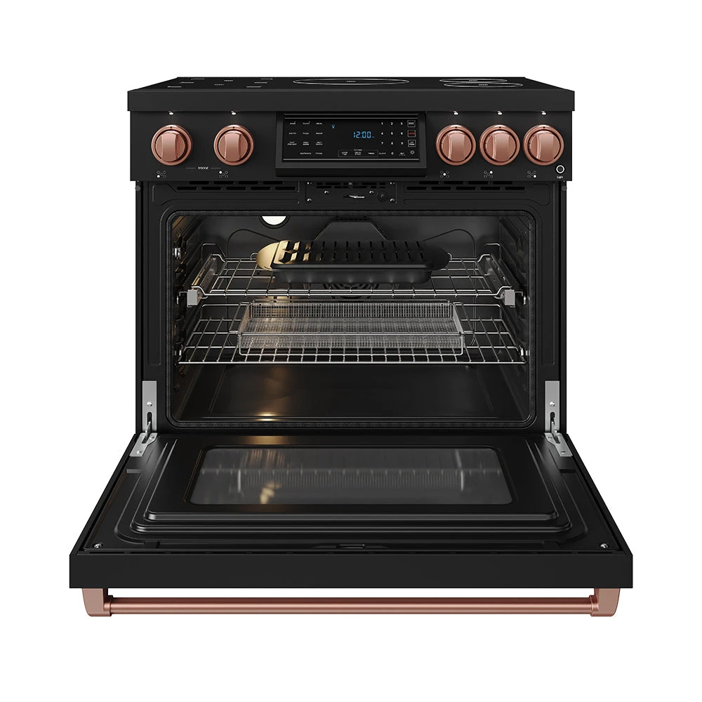 36 Inch Professional Induction Range With Tilt Panel Touch Control In Black And Rose Gold Gordon Ramsay Series RSI36BRSG