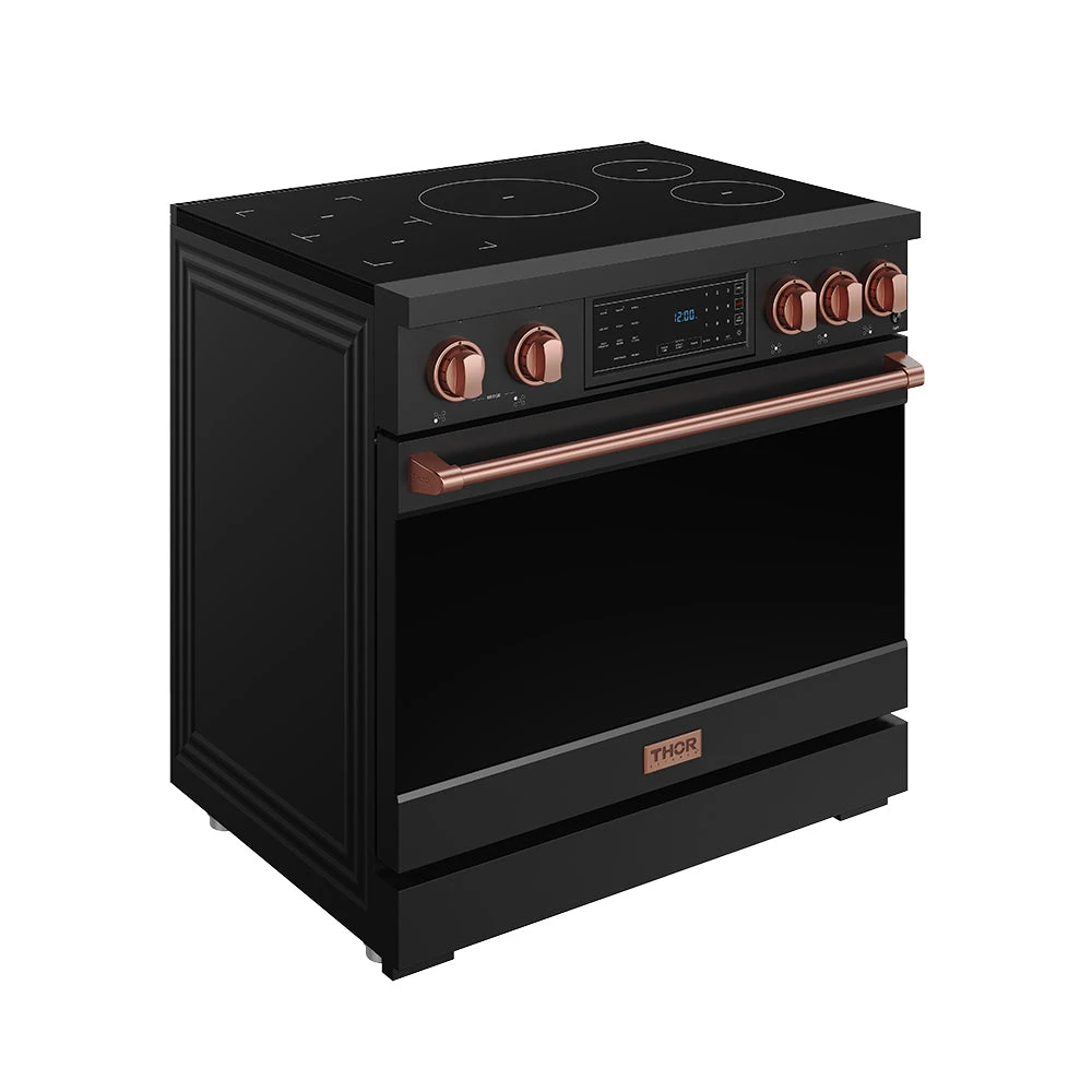 36 Inch Professional Induction Range With Tilt Panel Touch Control In Black And Rose Gold Gordon Ramsay Series RSI36BRSG