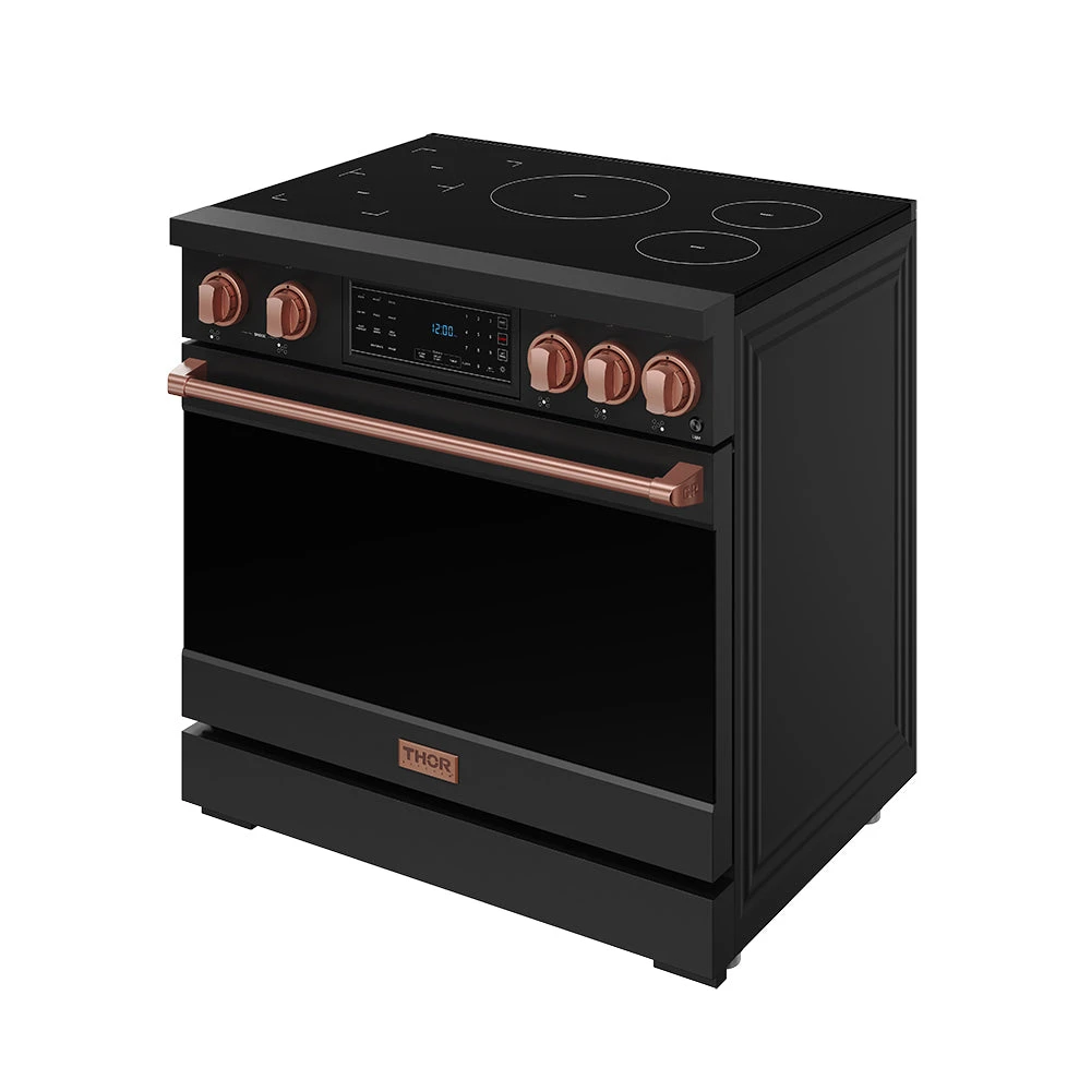 36 Inch Professional Induction Range With Tilt Panel Touch Control In Black And Rose Gold Gordon Ramsay Series RSI36BRSG
