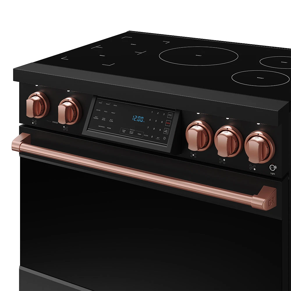 36 Inch Professional Induction Range With Tilt Panel Touch Control In Black And Rose Gold Gordon Ramsay Series RSI36BRSG
