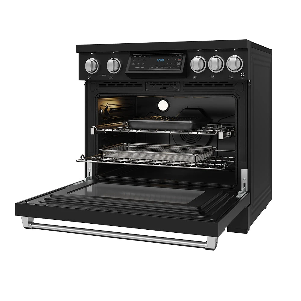 36 Inch Professional Induction Range With Tilt Panel Touch Control In Black And Stainless Steel Gordon Ramsay Series RSI36BSS