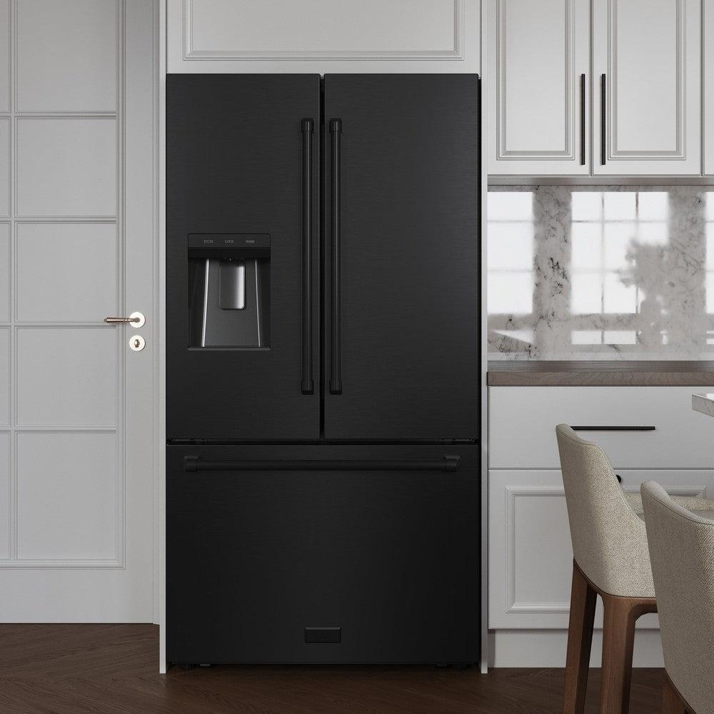 36 In. 28.9 Cu. Ft. Standard-depth French Door External Water Dispenser Refrigerator With Dual Ice Maker In Fingerprint-resistant Black Stainless Steel RSMW36BS