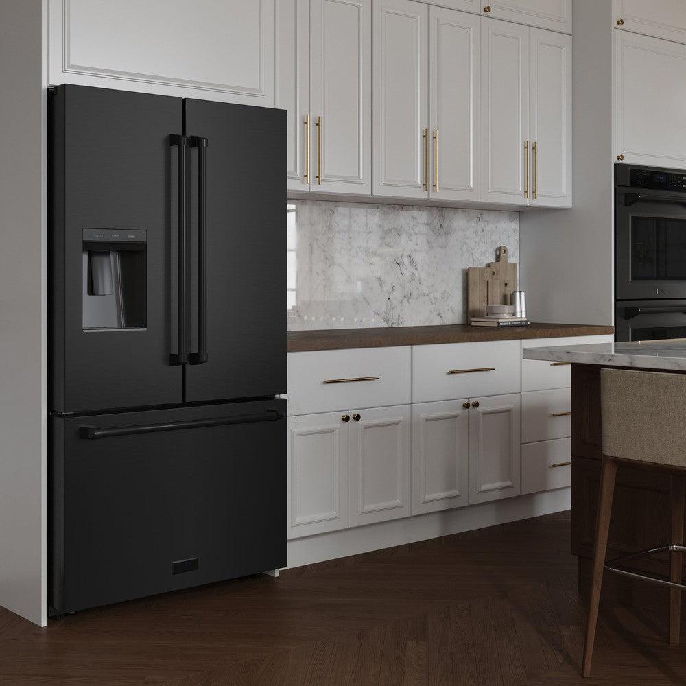 36 In. 28.9 Cu. Ft. Standard-depth French Door External Water Dispenser Refrigerator With Dual Ice Maker In Fingerprint-resistant Black Stainless Steel RSMW36BS