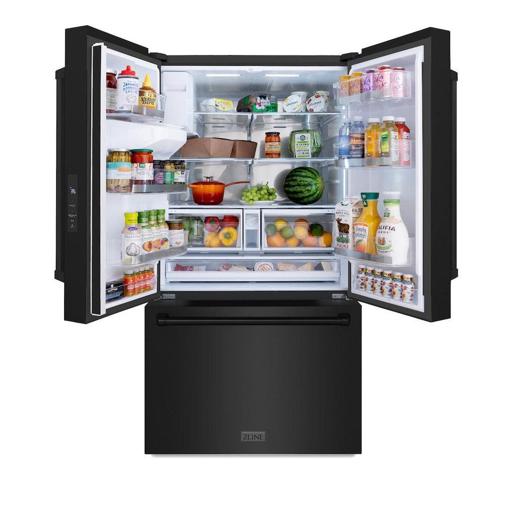 36 In. 28.9 Cu. Ft. Standard-depth French Door External Water Dispenser Refrigerator With Dual Ice Maker In Fingerprint-resistant Black Stainless Steel RSMW36BS