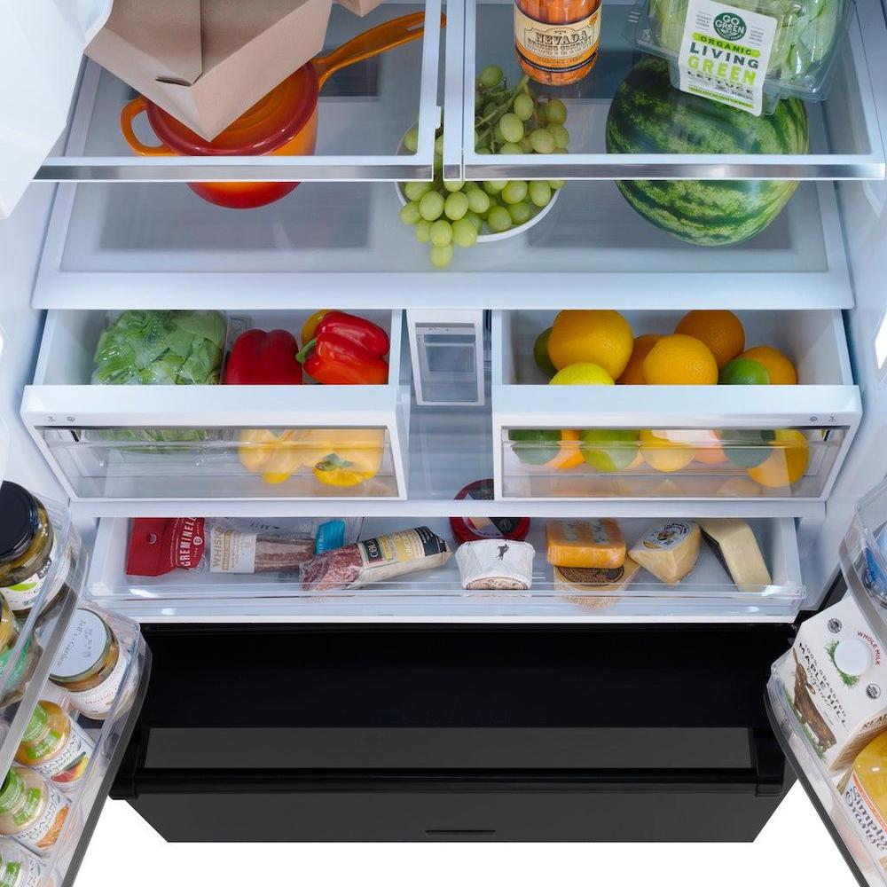 36 In. 28.9 Cu. Ft. Standard-depth French Door External Water Dispenser Refrigerator With Dual Ice Maker In Fingerprint-resistant Black Stainless Steel RSMW36BS