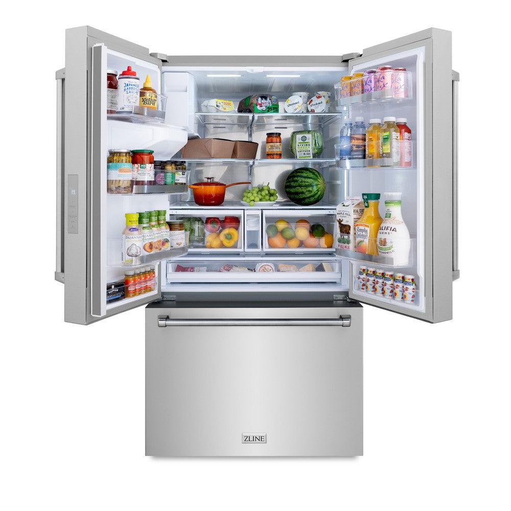 36 In. 28.9 Cu. Ft. Standard-depth French Door External Water Dispenser Refrigerator With Dual Ice Maker In Fingerprint-resistant Stainless Steel RSMW36