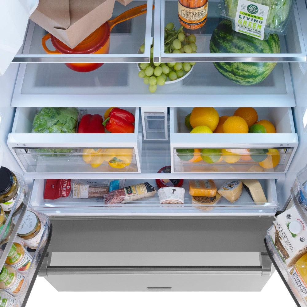 36 In. 28.9 Cu. Ft. Standard-depth French Door External Water Dispenser Refrigerator With Dual Ice Maker In Fingerprint-resistant Stainless Steel RSMW36