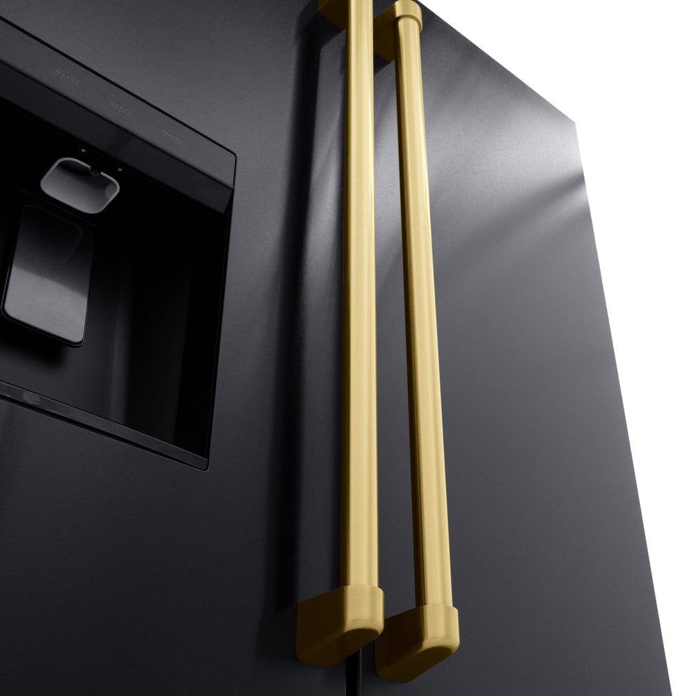 Autograph Edition 36 In. 28.9 Cu. Ft. Standard-depth French Door External Water Dispenser Refrigerator With Dual Ice Maker In Fingerprint-resistant Black Stainless Steel And Champagne Bronze RSMZW36BSCB