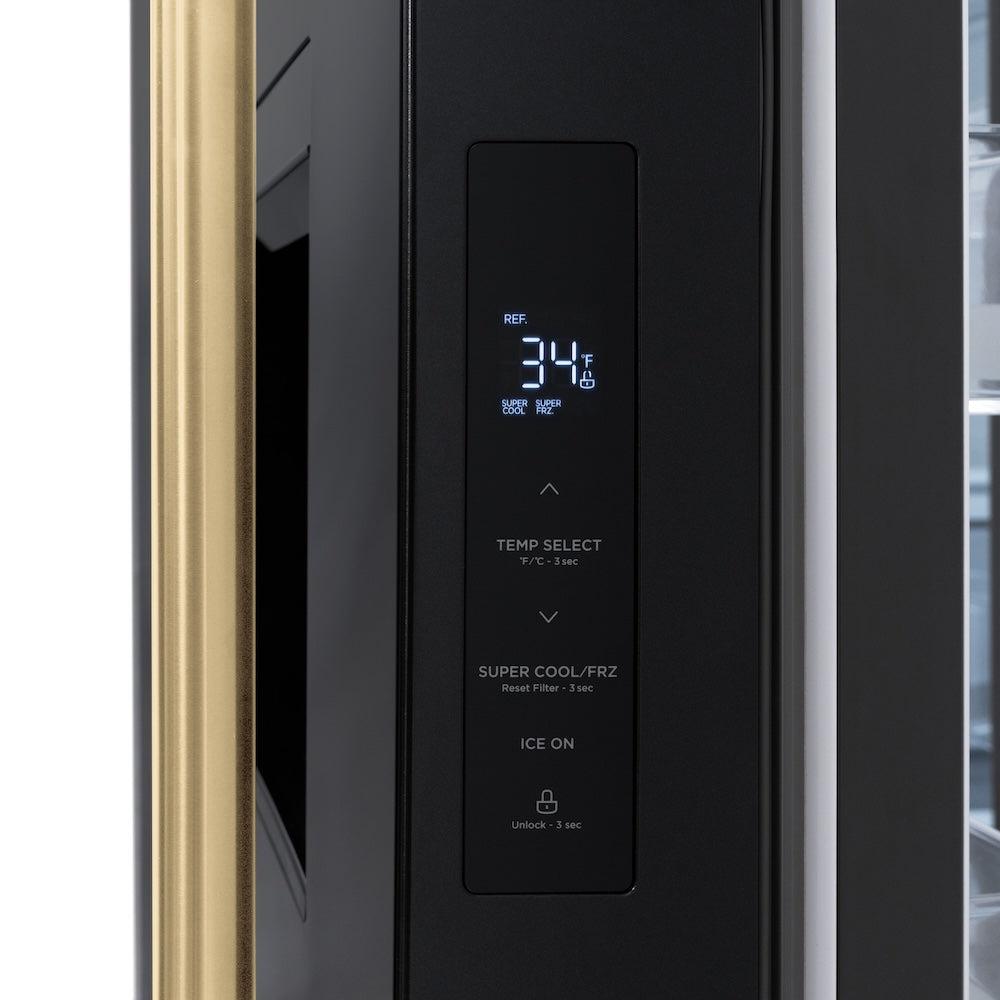 Autograph Edition 36 In. 28.9 Cu. Ft. Standard-depth French Door External Water Dispenser Refrigerator With Dual Ice Maker In Fingerprint-resistant Black Stainless Steel And Champagne Bronze RSMZW36BSCB