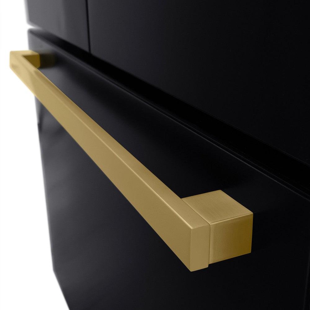 Autograph Edition 36 In. 28.9 Cu. Ft. Standard-depth French Door External Water Dispenser Refrigerator With Dual Ice Maker In Fingerprint-resistant Black Stainless Steel And Champagne Bronze RSMZW36BSFCB