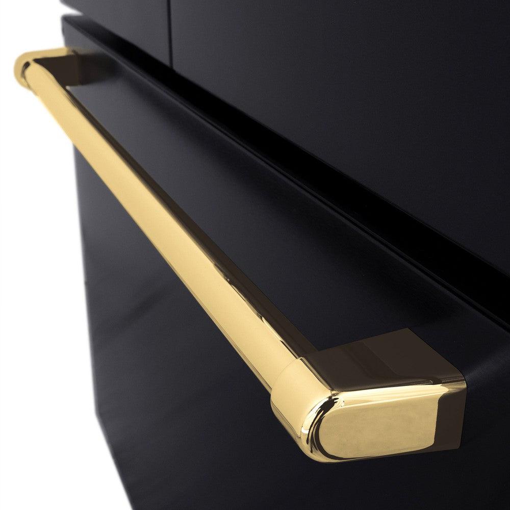 Autograph Edition 36 In. 28.9 Cu. Ft. Standard-depth French Door External Water Dispenser Refrigerator With Dual Ice Maker In Fingerprint-resistant Black Stainless Steel And Polished Gold Tra RSMZW36BSG