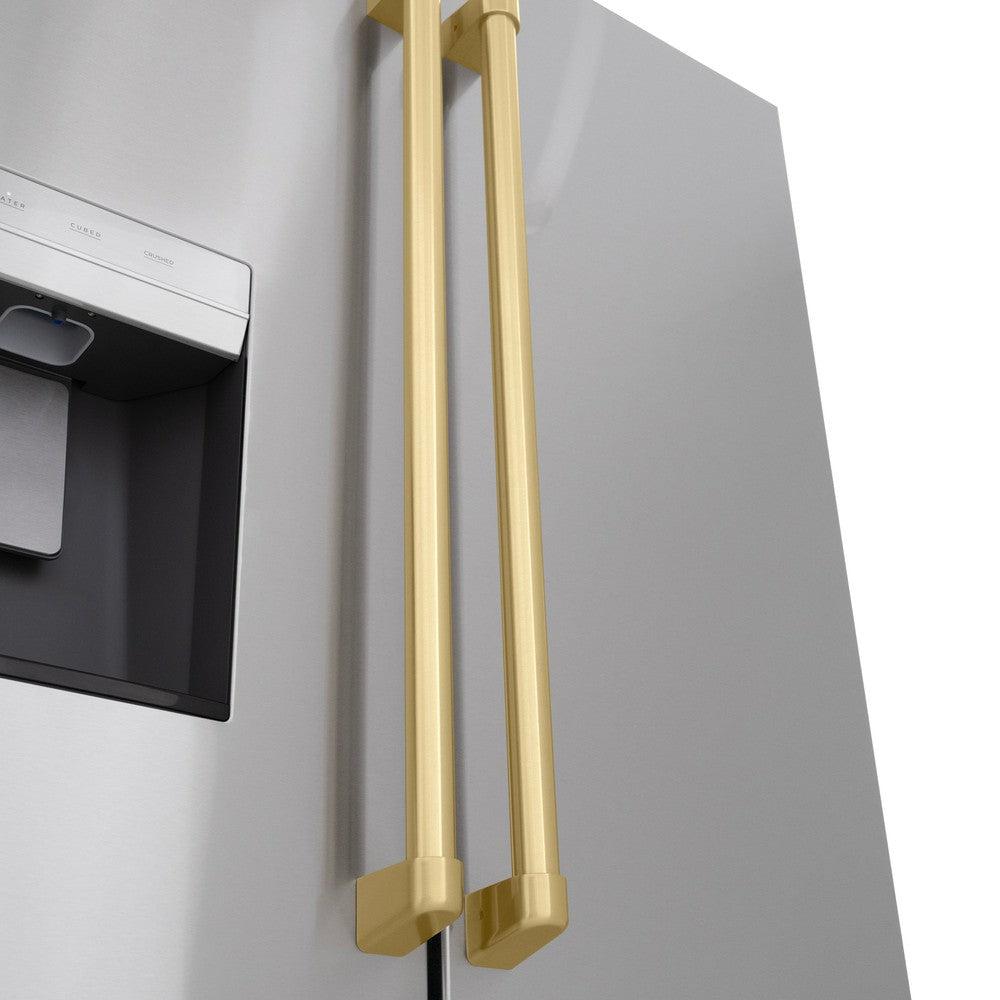 Autograph Edition 36 In. 28.9 Cu. Ft. Standard-depth French Door External Water Dispenser Refrigerator With Dual Ice Maker In Fingerprint-resistant Stainless Steel And Champagne Bronze Tradit RSMZW36CB