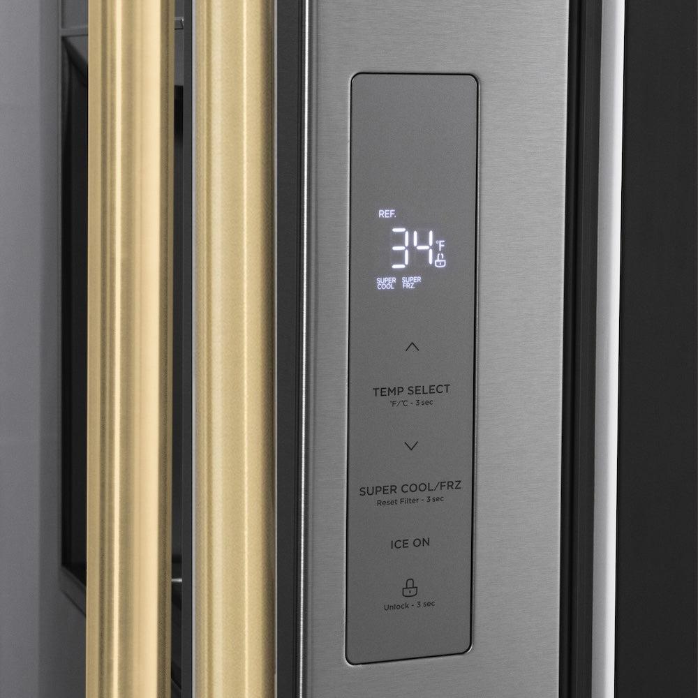 Autograph Edition 36 In. 28.9 Cu. Ft. Standard-depth French Door External Water Dispenser Refrigerator With Dual Ice Maker In Fingerprint-resistant Stainless Steel And Champagne Bronze Tradit RSMZW36CB