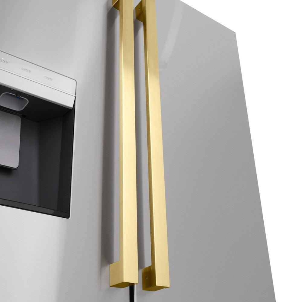 Autograph Edition 36 In. 28.9 Cu. Ft. Standard-depth French Door External Water Dispenser Refrigerator With Dual Ice Maker In Fingerprint-resistant Stainless Steel And Polished Gold Modern Ha RSMZW36FG