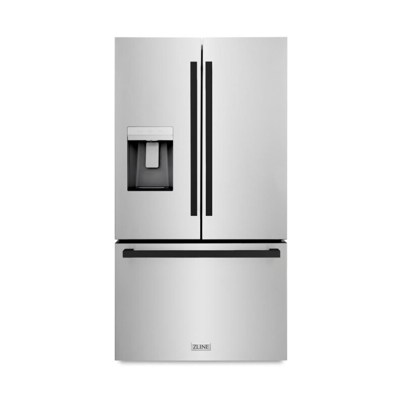 ZLINE Autograph Edition 36 in. 28.9 cu. ft. Standard-Depth French Door External Water Dispenser Refrigerator with Dual Ice Maker in Fingerprint-Resistant Stainless Steel and Matte Black Moder