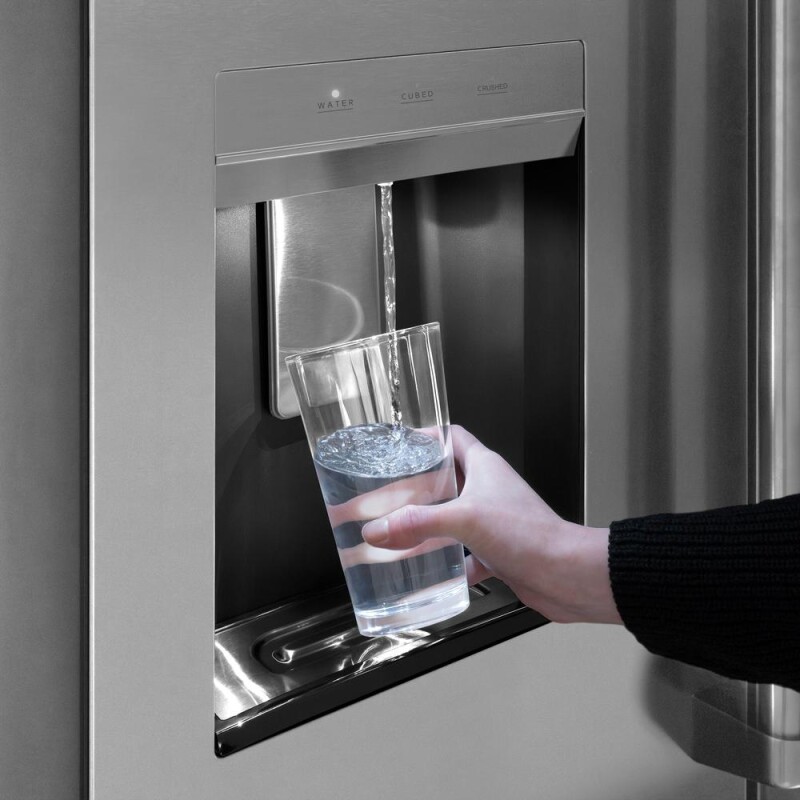 ZLINE Autograph Edition 36 in. 28.9 cu. ft. Standard-Depth French Door External Water Dispenser Refrigerator with Dual Ice Maker in Fingerprint-Resistant Stainless Steel and Matte Black Moder RSMZW36FMB