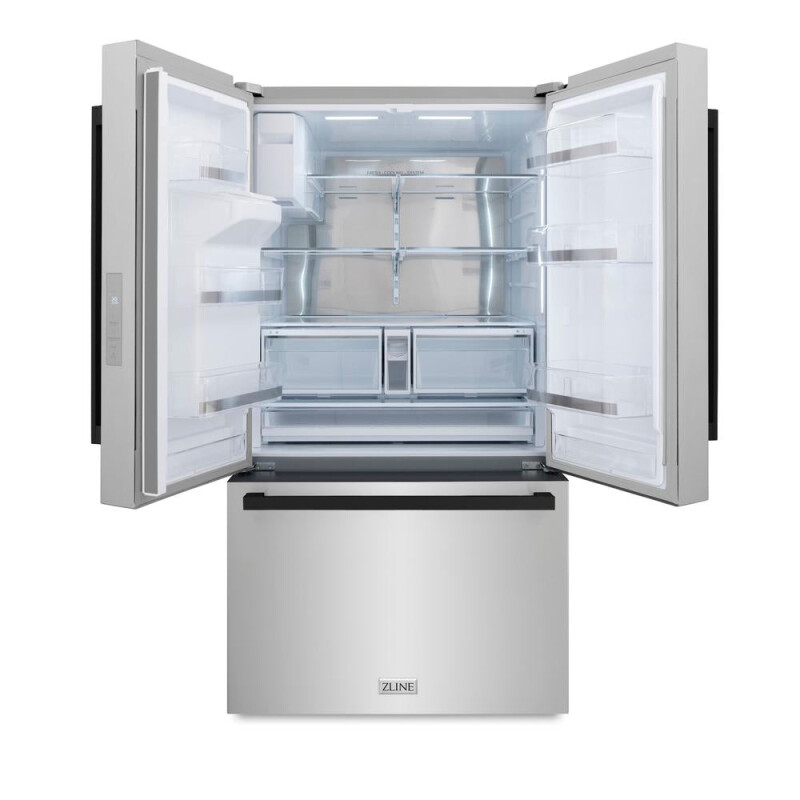ZLINE Autograph Edition 36 in. 28.9 cu. ft. Standard-Depth French Door External Water Dispenser Refrigerator with Dual Ice Maker in Fingerprint-Resistant Stainless Steel and Matte Black Moder RSMZW36FMB