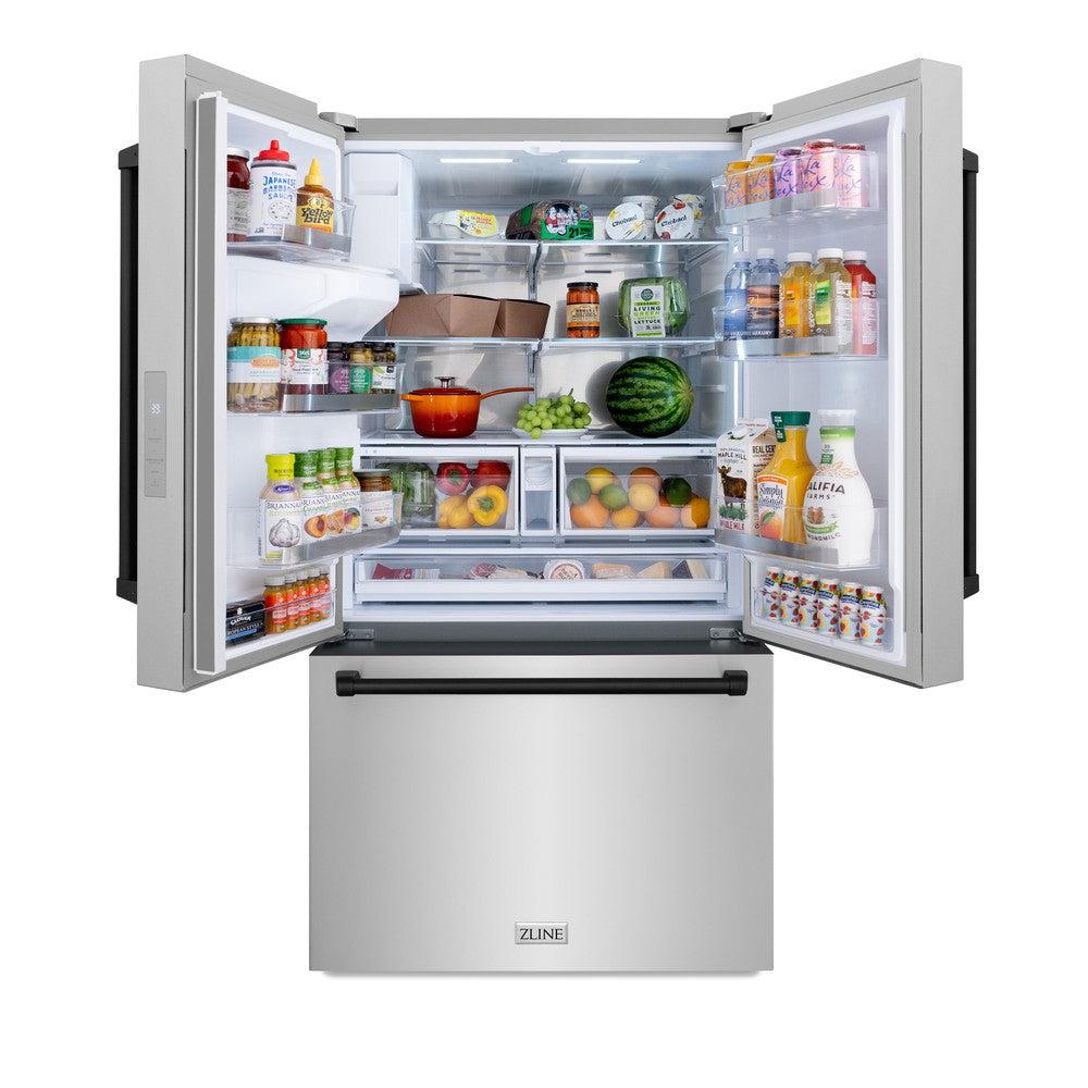 Autograph Edition 36 In. 28.9 Cu. Ft. Standard-depth French Door External Water Dispenser Refrigerator With Dual Ice Maker In Fingerprint-resistant Stainless Steel And Matte Black Traditional RSMZW36MB