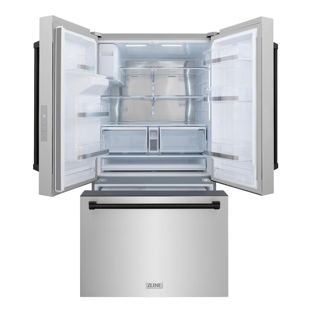 Autograph Edition 36 In. 28.9 Cu. Ft. Standard-depth French Door External Water Dispenser Refrigerator With Dual Ice Maker In Fingerprint-resistant Stainless Steel And Matte Black Traditional RSMZW36MB