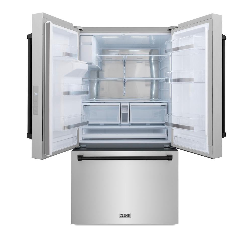 Autograph Edition 36 In. 28.9 Cu. Ft. Standard-depth French Door External Water Dispenser Refrigerator With Dual Ice Maker In Fingerprint-resistant Stainless Steel And Matte Black Traditional RSMZW36MB