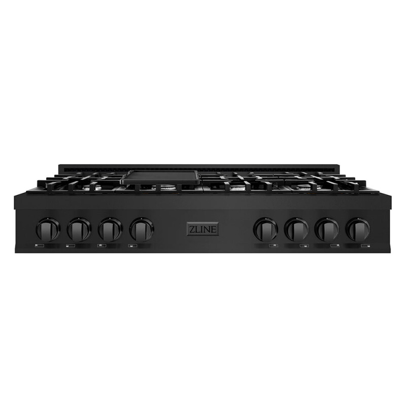 48 in. Classic Gas Rangetop with 8 Burners and Porcelain Cooktop in Black Stainless Steel RTB248
