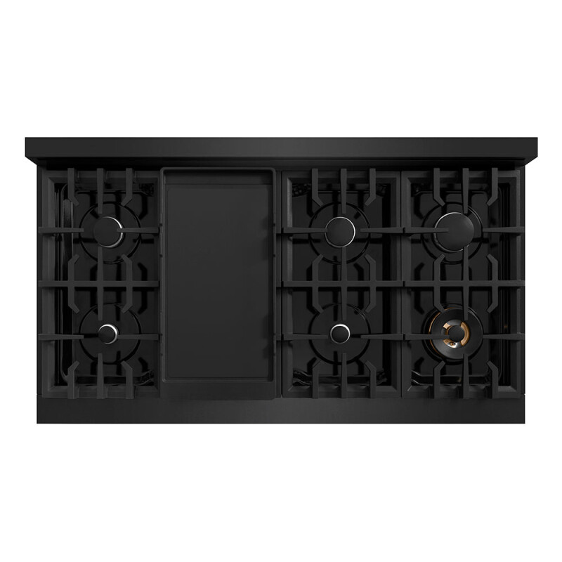 48 in. Classic Gas Rangetop with 8 Burners and Porcelain Cooktop in Black Stainless Steel RTB248