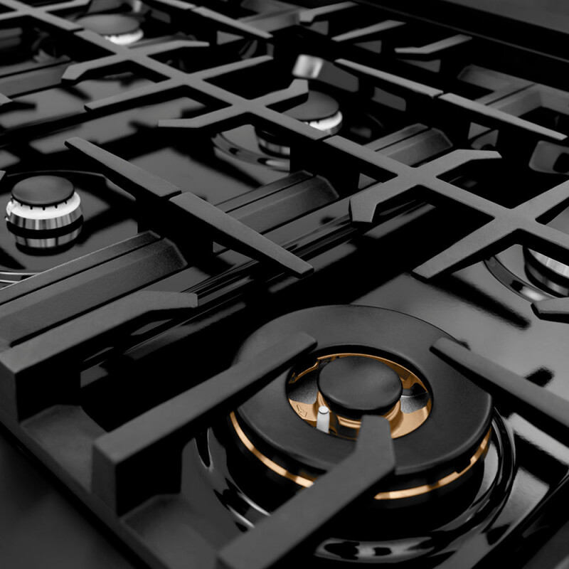 48 in. Classic Gas Rangetop with 8 Burners and Porcelain Cooktop in Black Stainless Steel RTB248