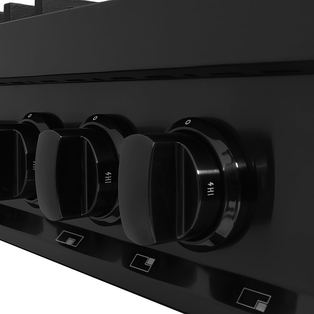 48 In. Classic Gas Rangetop With 8 Brass Burners And Porcelain Cooktop In Black Stainless Steel RTBBR48