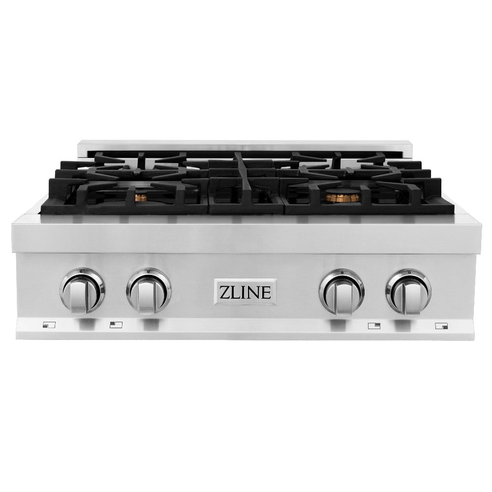 30 In. Legacy Gas Rangetop With 4 Brass Burners And Porcelain Cooktop In Stainless Steel RTBR30