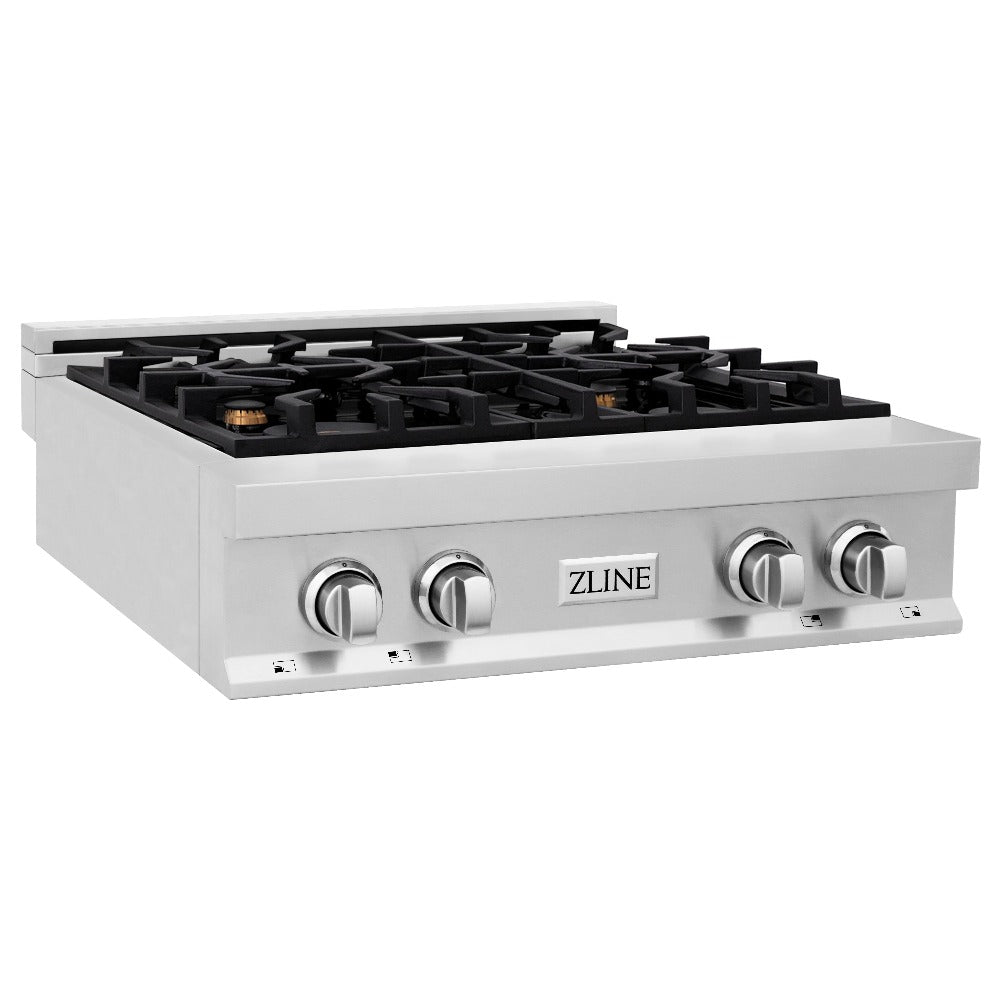 30 In. Legacy Gas Rangetop With 4 Brass Burners And Porcelain Cooktop In Stainless Steel RTBR30