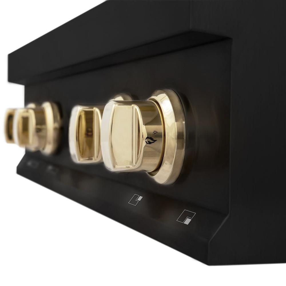 Autograph Edition 30 In. Legacy Gas Rangetop With 4 Burners And Porcelain Cooktop In Black Stainless Steel With Polished Gold Accents RTBZ30G