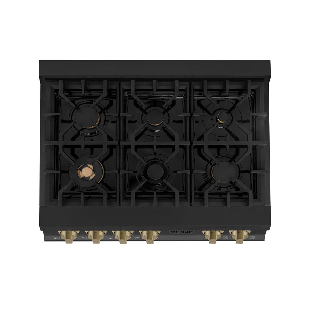 Autograph Edition 36" Porcelain Rangetop with 6 Gas Burners and Champagne Bronze Accents RTBZ36CB