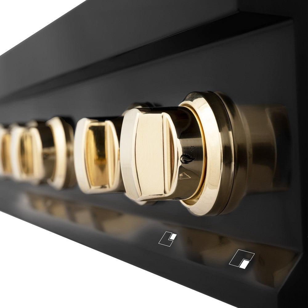 Autograph Edition 36 In. Legacy Gas Rangetop With 6 Burners And Porcelain Cooktop In Black Stainless Steel With Polished Gold Accents RTBZ36G