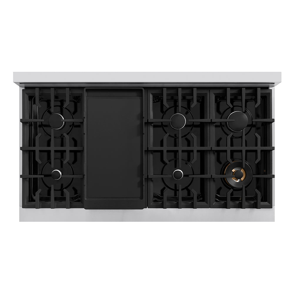 48" Porcelain Gas Stovetop with 7 Gas Burners and Griddle RTGR48
